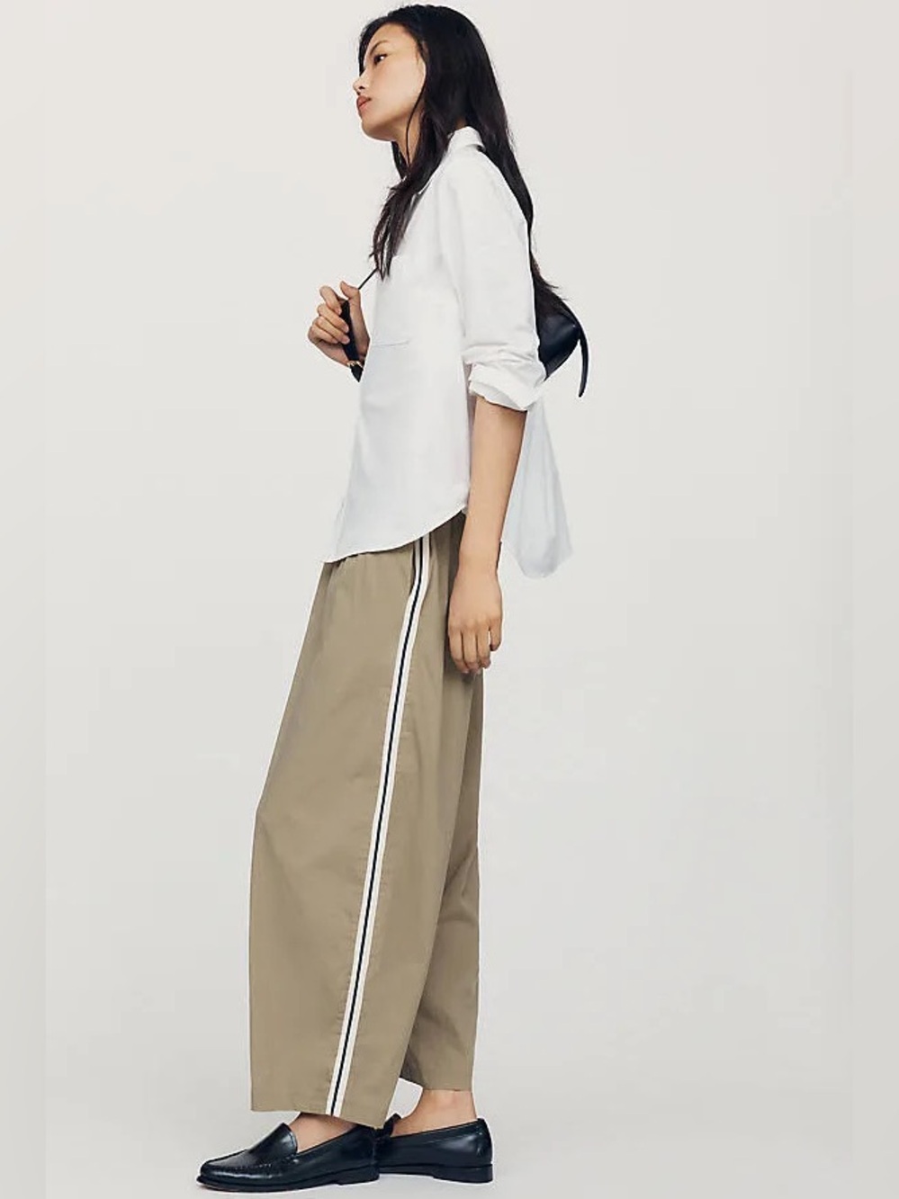 Maeve By Anthropologie Oversized Track Trousers Tan Baggy Pleated Size 10